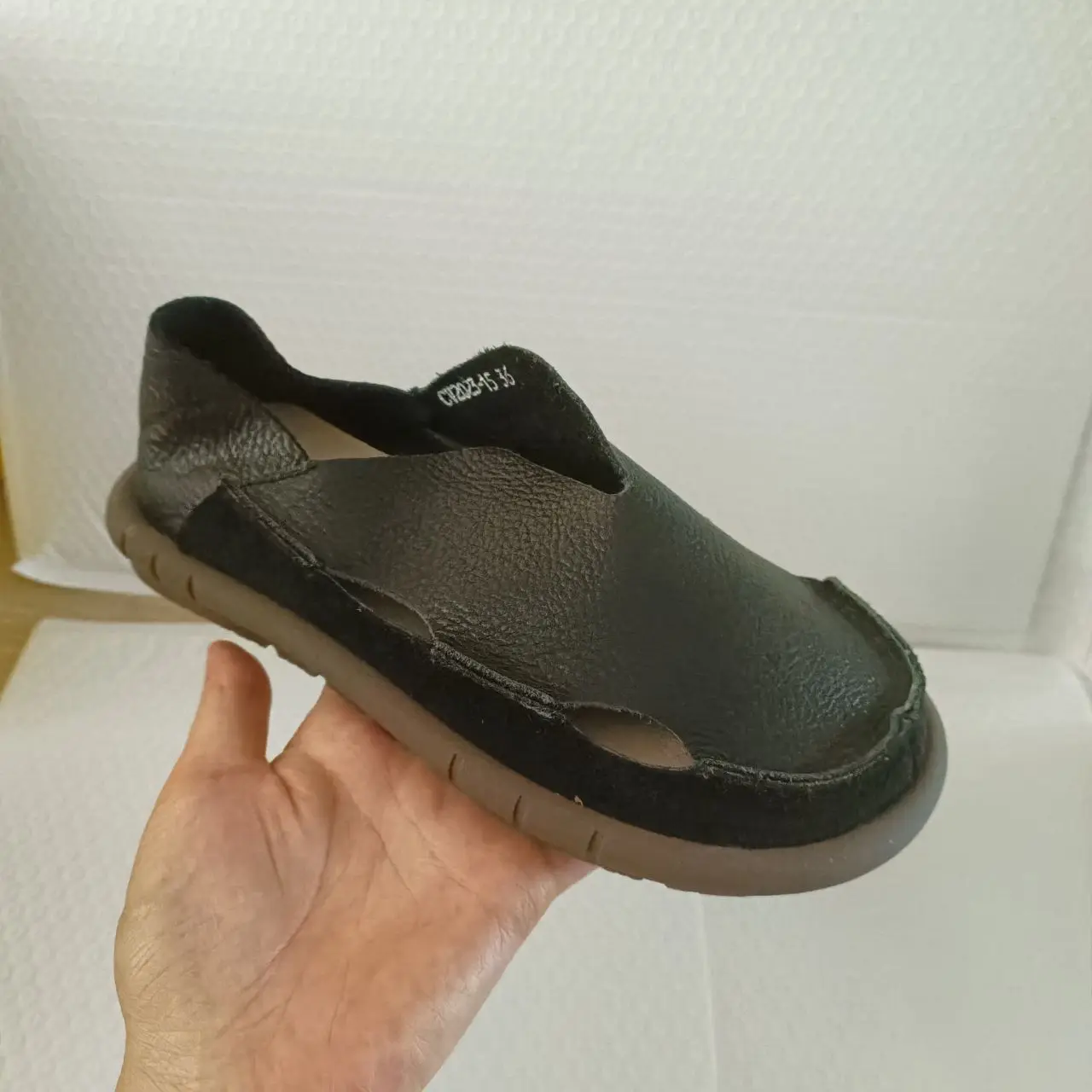 Koznoy 2cm Sandały Ethnic Sewing Natural Genuine Leather Summer Soft Soled Comfy Women Slip on Oxford Loafer Flats Slipper Shoes