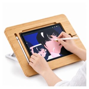 Bambusowa podstawka do rysowania na tablecie z regulacją kąta - wariant wersja C - iPad Pro 12,9 cala w etui