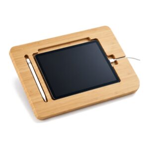 Bambusowa podstawka do rysowania na tablecie z regulacją kąta - tablet z rysikiem w rowku, bez napisów i schematu