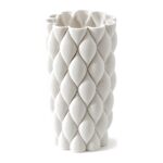 Biały wazon ceramiczny pikowany, wzór w romby, 3 kształty, matowy - zdjęcie główne