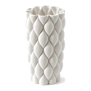 Biały wazon ceramiczny pikowany, wzór w romby, 3 kształty, matowy - zdjęcie główne
