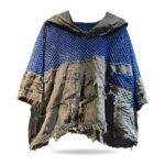 Bluza damska z kapturem z siatki i denimu, oversize, krótki rękaw - zdjęcie główne