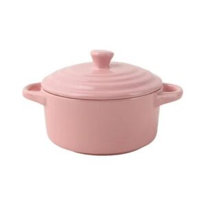 Ceramiczne naczynie żaroodporne z pokrywką 300 lub 450 ml, kokilka - wariant różowy, mały 300 ml