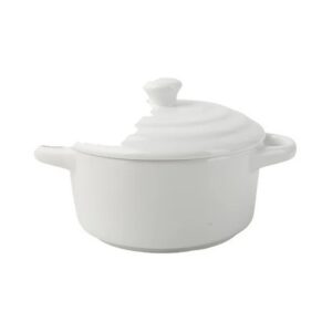 Ceramiczne naczynie żaroodporne z pokrywką 300 lub 450 ml, kokilka - wariant biały, duży 450 ml