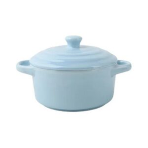 Ceramiczne naczynie żaroodporne z pokrywką 300 lub 450 ml, kokilka - wariant błękitny, mały 300 ml