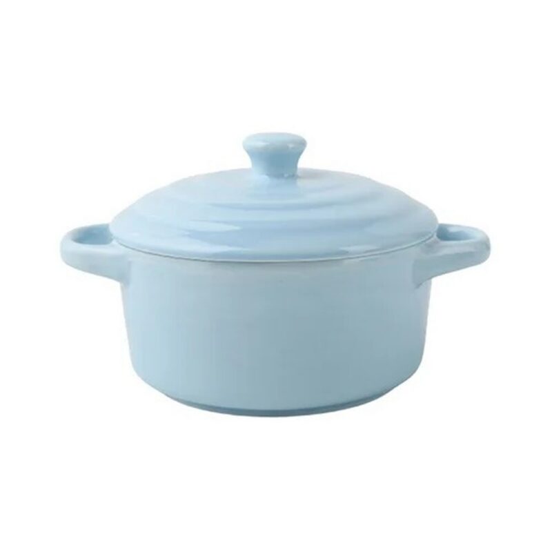 Ceramiczne naczynie żaroodporne z pokrywką 300 lub 450 ml, kokilka - wariant błękitny, mały 300 ml