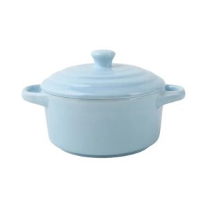 Ceramiczne naczynie żaroodporne z pokrywką 300 lub 450 ml, kokilka - wariant błękitny, duży 450 ml