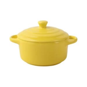 Ceramiczne naczynie żaroodporne z pokrywką 300 lub 450 ml, kokilka - wariant żółty, mały 300 ml