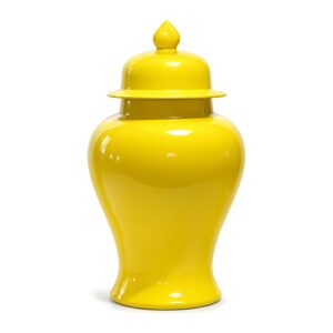 Ceramiczny wazon z pokrywką, żółty słój dekoracyjny, 35-60 cm - zdjęcie główne