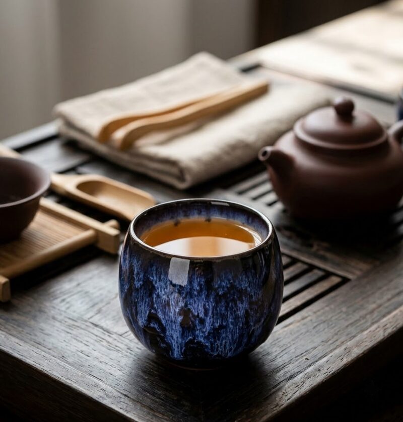 Czarka ceramiczna do herbaty 110 ml, szkliwo zmieniane w piecu - japoński stół do parzenia herbaty z dzbankiem