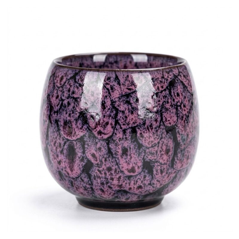 Czarka ceramiczna do herbaty 110 ml, szkliwo zmieniane w piecu - wariant fioletowy