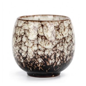 Czarka ceramiczna do herbaty 110 ml, szkliwo zmieniane w piecu - wariant beżowy
