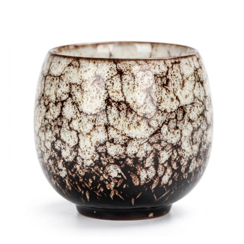 Czarka ceramiczna do herbaty 110 ml, szkliwo zmieniane w piecu - wariant beżowy