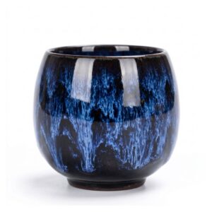 Czarka ceramiczna do herbaty 110 ml, szkliwo zmieniane w piecu - wariant granatowy