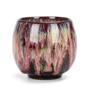 Czarka ceramiczna do herbaty 110 ml, szkliwo zmieniane w piecu - wariant bordowy