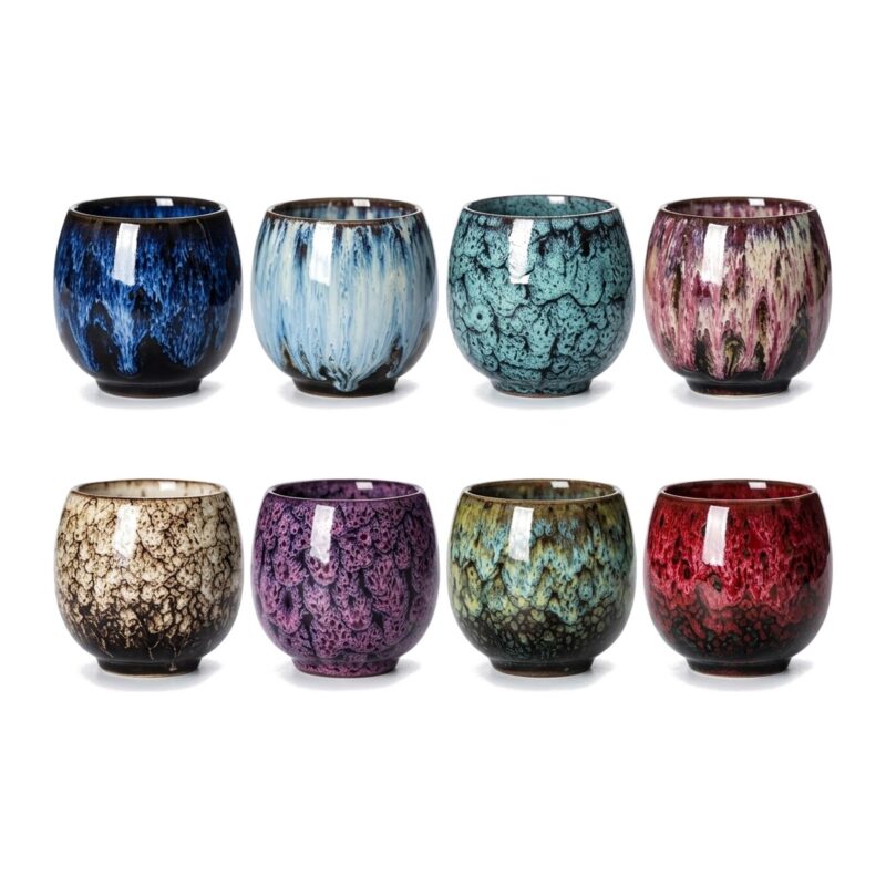 Czarka ceramiczna do herbaty 110 ml, szkliwo zmieniane w piecu - czarki w kilku kolorach szkliwa