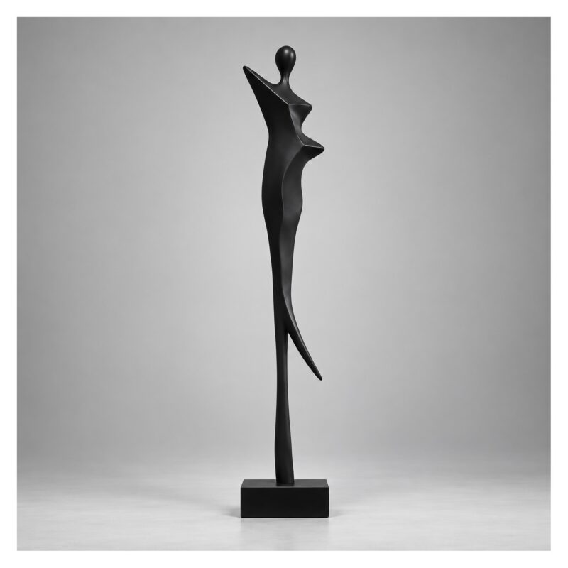 Figura abstrakcyjna kobiety na podstawie 92-130 cm, dekoracja podłogowa - wariant czarny, 92 cm