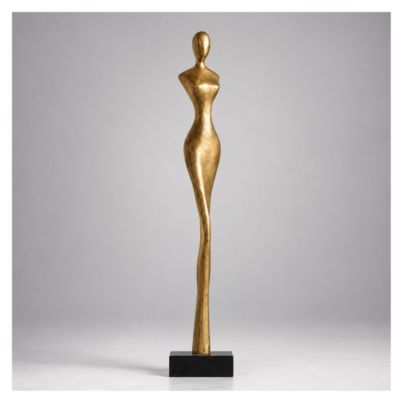 Figura abstrakcyjna kobiety na podstawie 92-130 cm, dekoracja podłogowa - wariant brąz antyczny, 95 cm