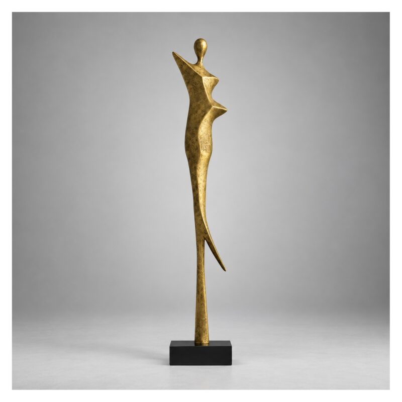 Figura abstrakcyjna kobiety na podstawie 92-130 cm, dekoracja podłogowa - wariant brąz antyczny, 92 cm