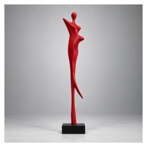 Figura abstrakcyjna kobiety na podstawie 92-130 cm, dekoracja podłogowa - wariant czerwony, 92 cm