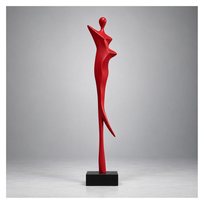 Figura abstrakcyjna kobiety na podstawie 92-130 cm, dekoracja podłogowa - wariant czerwony, 92 cm