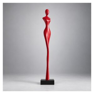 Figura abstrakcyjna kobiety na podstawie 92-130 cm, dekoracja podłogowa - wariant czerwony, 95 cm