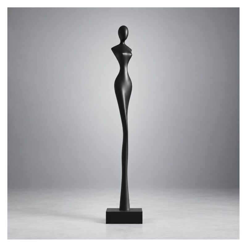 Figura abstrakcyjna kobiety na podstawie 92-130 cm, dekoracja podłogowa - wariant czarny, 95 cm