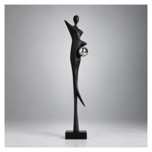 Figura abstrakcyjna kobiety na podstawie 92-130 cm, dekoracja podłogowa - wariant czarny, 130 cm
