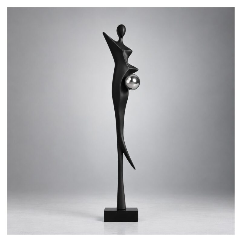 Figura abstrakcyjna kobiety na podstawie 92-130 cm, dekoracja podłogowa - wariant czarny, 130 cm