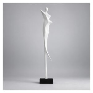 Figura abstrakcyjna kobiety na podstawie 92-130 cm, dekoracja podłogowa - wariant biały, 92 cm