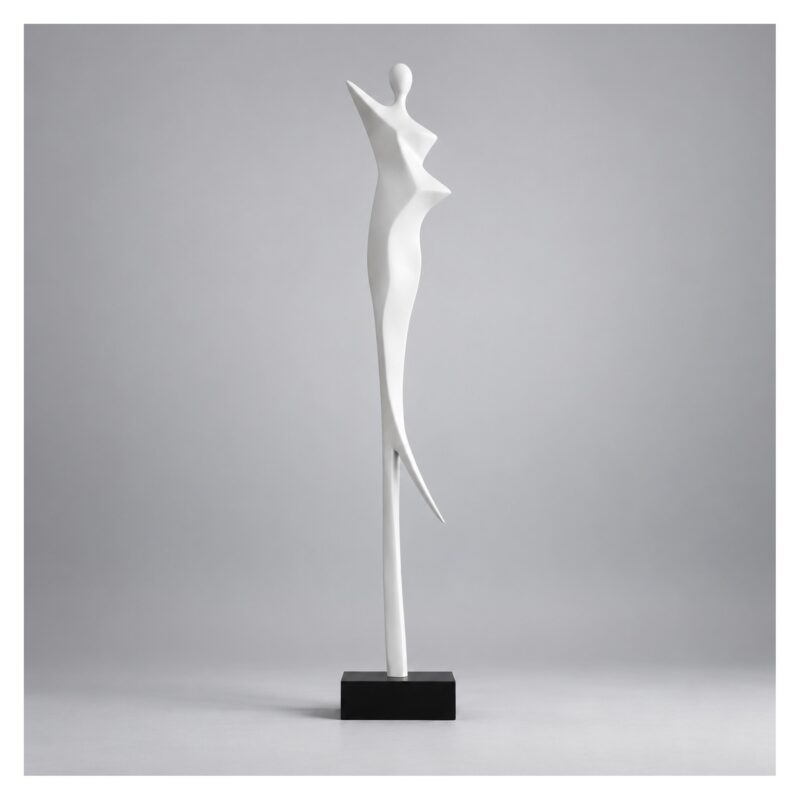 Figura abstrakcyjna kobiety na podstawie 92-130 cm, dekoracja podłogowa - wariant biały, 92 cm