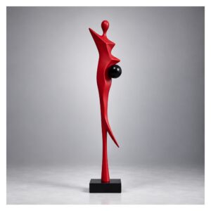 Figura abstrakcyjna kobiety na podstawie 92-130 cm, dekoracja podłogowa - wariant czerwony, 130 cm