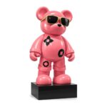 Duża figura misia w okularach z żywicy 70-90 cm, różowa, skarbonka - zdjęcie główne