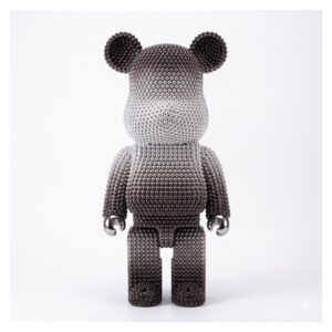Figura misia z żywicy 50 cm, galwanizowana, dekoracja do salonu - wariant czarno-srebrny
