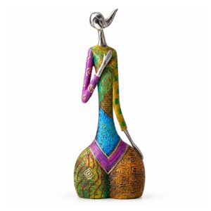 Figurka abstrakcyjna kobieta z żywicy, kolorowa, 23-35 cm, 3 modele - wariant model C wysoki 35,3 cm, wielokolorowy
