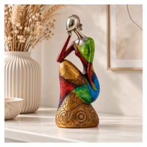 Figurka abstrakcyjna kobieta z żywicy, kolorowa, 23-35 cm, 3 modele - wariant model B skulony 23,4 cm, wielokolorowy