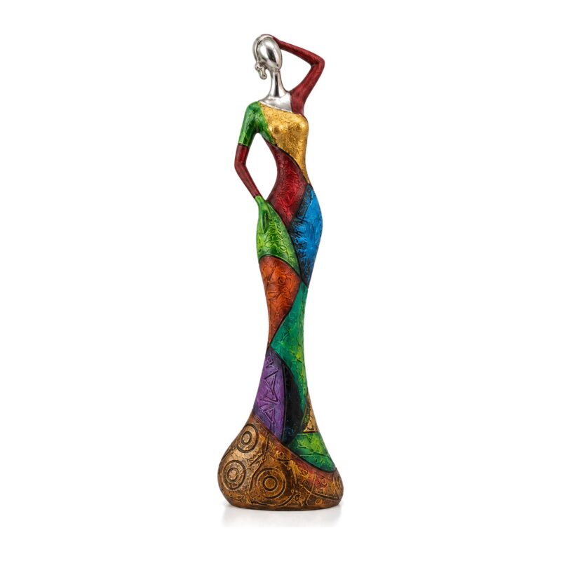 Figurka abstrakcyjna kobieta z żywicy, kolorowa, 23-35 cm, 3 modele - model C, wysoka figurka 35,3 cm, pojedynczo na białym tle