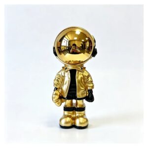 Figurka astronauty z żywicy ze złotym lustrzanym hełmem, 33 cm - wariant złoty