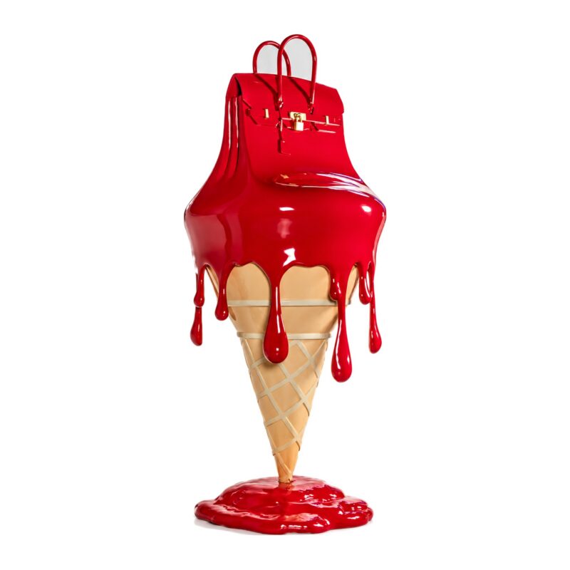 Figurka lody z torebką z żywicy 30,5 cm, rzeźba dekoracyjna pop-art - zdjęcie główne