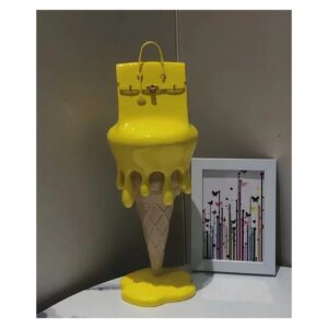 Figurka lody z torebką z żywicy 30,5 cm, rzeźba dekoracyjna pop-art - wariant żółty