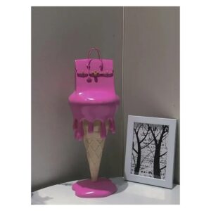 Figurka lody z torebką z żywicy 30,5 cm, rzeźba dekoracyjna pop-art - wariant różowy