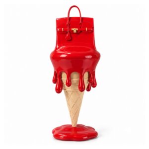 Figurka lody z torebką z żywicy 30,5 cm, rzeźba dekoracyjna pop-art - wariant czerwony