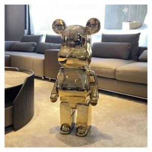 Figurka misia z żywicy 50 lub 80 cm z lustrzaną powłoką, dekoracja - wariant złoty, 80 cm