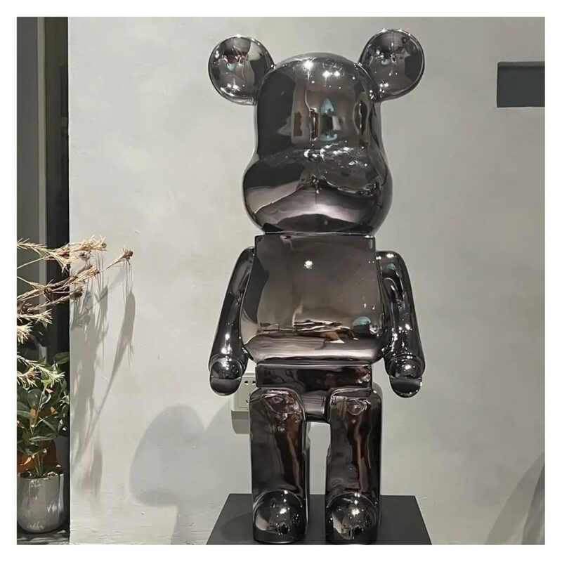 Figurka misia z żywicy 50 lub 80 cm z lustrzaną powłoką, dekoracja - wariant grafitowy, 50 cm