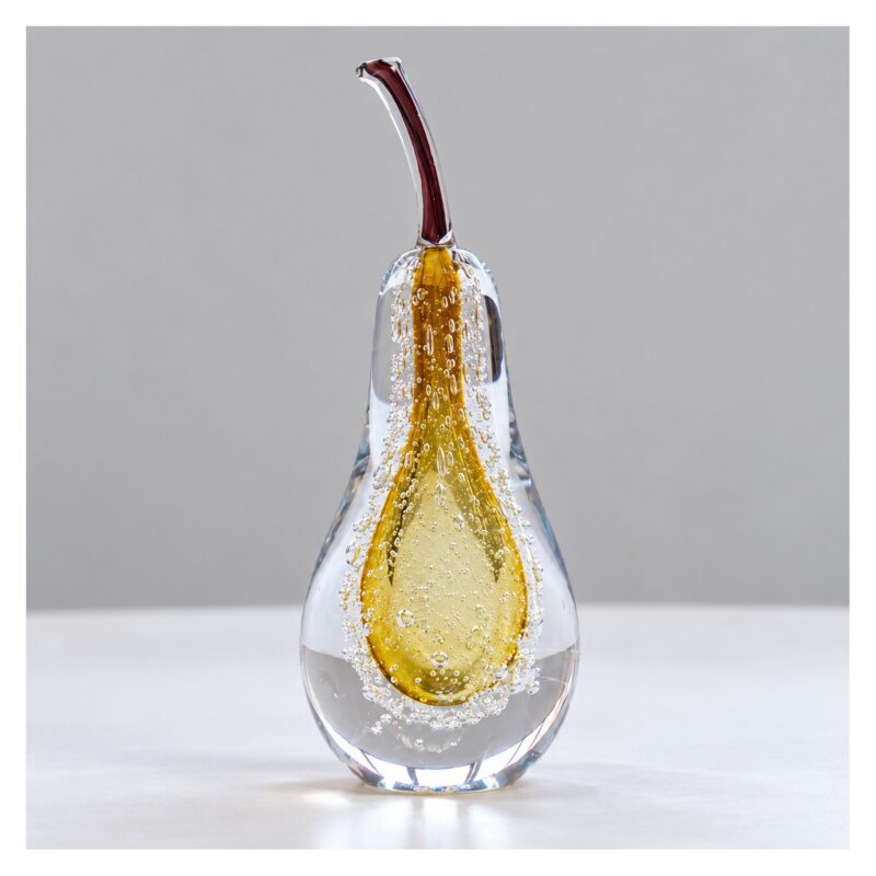 Figurka owoc jabłko lub gruszka z pęcherzykami, przezroczysta, 15-24 cm - wariant gruszka 24 cm