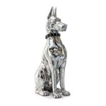 Figurka psa doberman lub dog 75 cm, srebrna żywica chrom, ozdoba podłogowa - zdjęcie główne