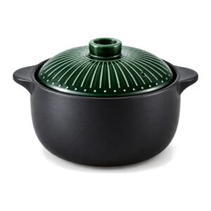 Garnek ceramiczny japoński z pokrywą 2,5-6 l, niebieski lub zielony - wyższa wersja z zieloną pokrywą