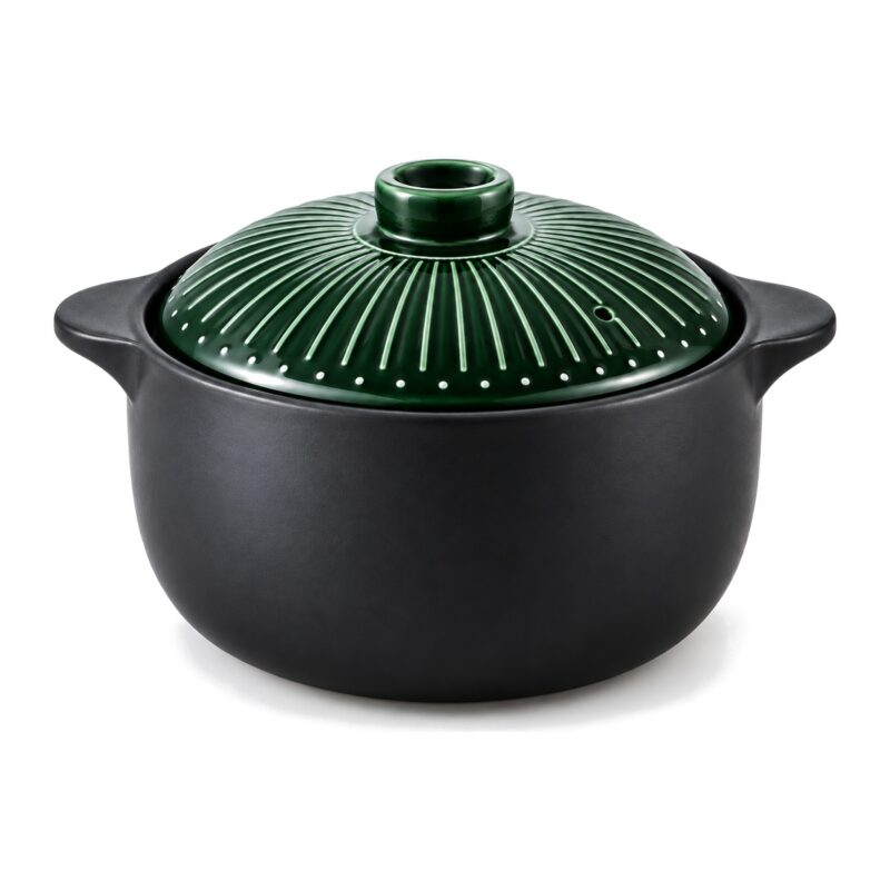 Garnek ceramiczny japoński z pokrywą 2,5-6 l, niebieski lub zielony - wyższa wersja z zieloną pokrywą