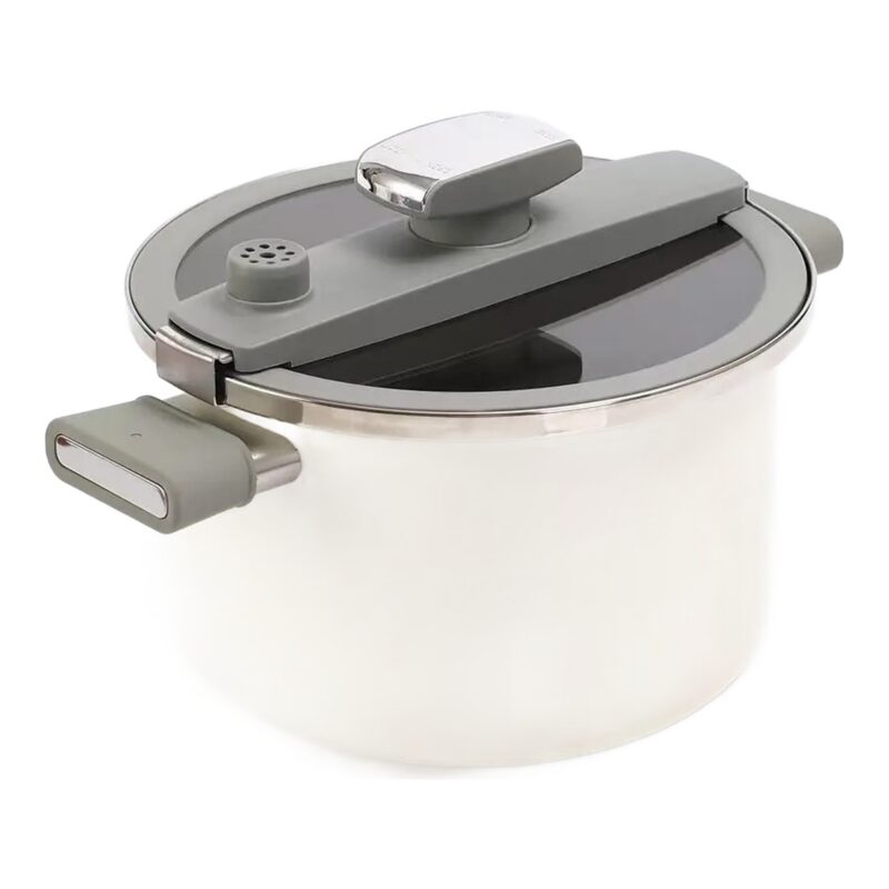 Garnek ciśnieniowy ceramiczny 26 cm 7 l do zup i mięsa, na indukcję - wariant kremowo-szary