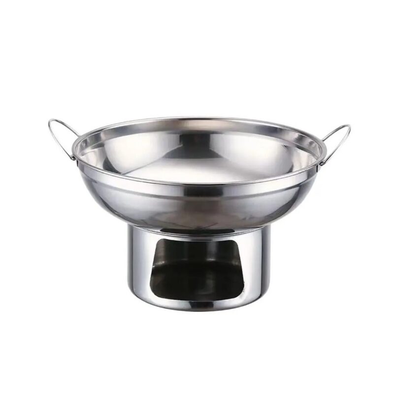 Garnek hot pot z podstawą na podgrzewacz 20 lub 22 cm, stal nierdzewna - wariant srebrny, 20 cm